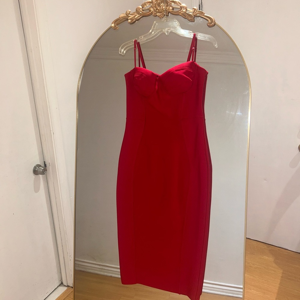Fashion Nova Becky Bandage Red Midi Dress NWT